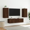 Unités murales TV avec LED 4 pcs chêne marron bois d'ingénierie 