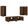 Unités murales TV avec LED 4 pcs chêne marron bois d'ingénierie 