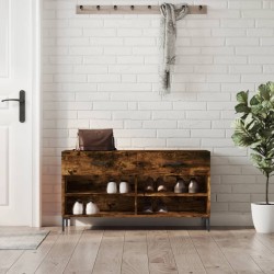 Banc à chaussures chêne fumé 102x35x55 cm bois d'ingénierie 