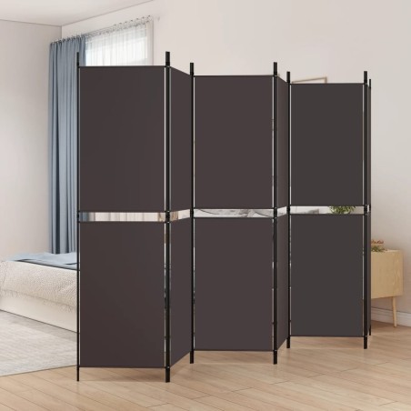 Cloison de séparation 6 panneaux Marron 300x180 cm Tissu 