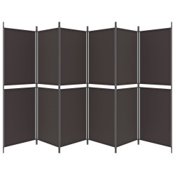 Cloison de séparation 6 panneaux Marron 300x180 cm Tissu 
