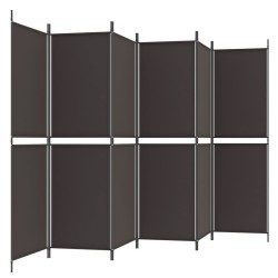 Cloison de séparation 6 panneaux Marron 300x180 cm Tissu 