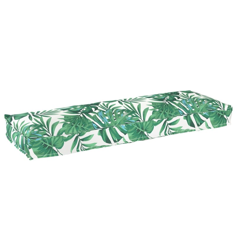 Coussins de Palette pour banc 2 pcs Motif Feuille 120x40x8 cm Tissu Oxford 