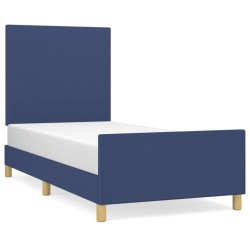 Cadre de lit sans matelas bleu 90x190 cm tissu 