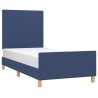 Cadre de lit sans matelas bleu 90x190 cm tissu 