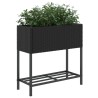 Jardinière avec étagère noir résine tressée 
