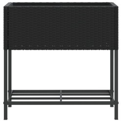 Jardinière avec étagère noir résine tressée 