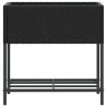 Jardinière avec étagère noir résine tressée 