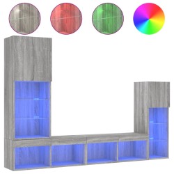 Unités murales TV avec LED 4 pcs gris sonoma bois d'ingénierie 