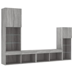 Unités murales TV avec LED 4 pcs gris sonoma bois d'ingénierie 