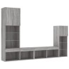 Unités murales TV avec LED 4 pcs gris sonoma bois d'ingénierie 