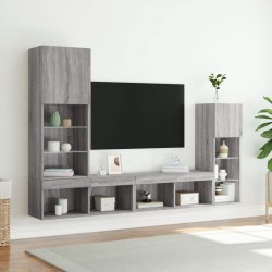 Unités murales TV avec LED 4 pcs gris sonoma bois d'ingénierie 
