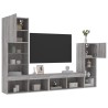 Unités murales TV avec LED 4 pcs gris sonoma bois d'ingénierie 