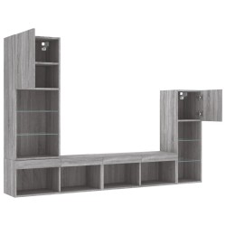 Unités murales TV avec LED 4 pcs gris sonoma bois d'ingénierie 