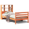 Lit bibliothèque sans matelas cire marron 100x200cm bois massif 