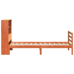 Lit bibliothèque sans matelas cire marron 100x200cm bois massif 