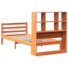 Lit bibliothèque sans matelas cire marron 100x200cm bois massif 