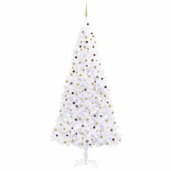 Arbre de Noël artificiel pré-éclairé et boules 300 cm blanc 