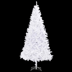 Arbre de Noël artificiel pré-éclairé et boules 300 cm blanc 