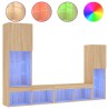Unités murales TV avec LED 4 pcs chêne sonoma bois d'ingénierie 