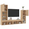Unités murales TV avec LED 4 pcs chêne sonoma bois d'ingénierie 