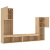Unités murales TV avec LED 4 pcs chêne sonoma bois d'ingénierie 