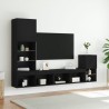 Unités murales TV avec LED 4 pcs noir bois d'ingénierie 