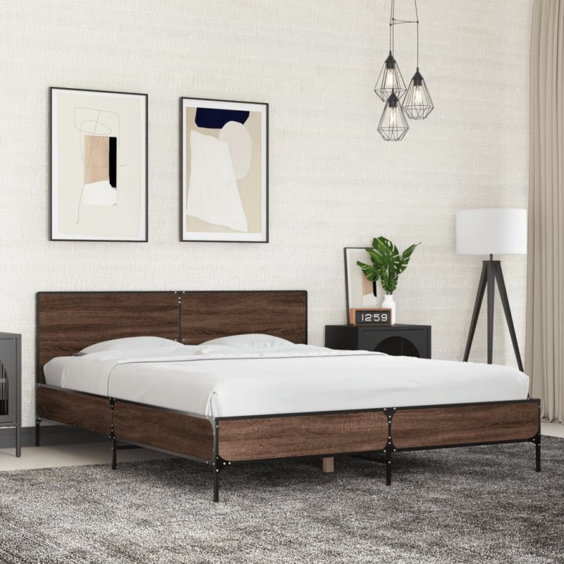 Cadre de lit sans matelas chêne marron 150x200 cm 