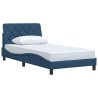 Cadre de lit sans matelas bleu 100x200 cm tissu 
