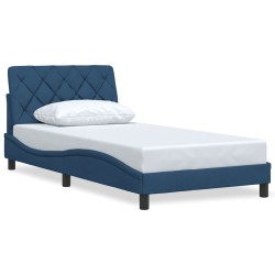 Cadre de lit sans matelas bleu 100x200 cm tissu 