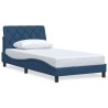 Cadre de lit sans matelas bleu 100x200 cm tissu 