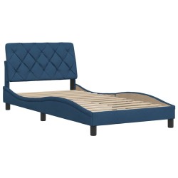 Cadre de lit sans matelas bleu 100x200 cm tissu 