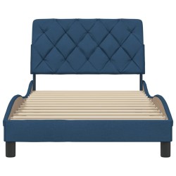 Cadre de lit sans matelas bleu 100x200 cm tissu 
