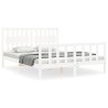 Cadre de lit sans matelas blanc bois de pin massif 
