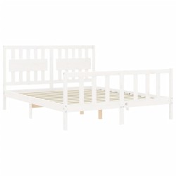 Cadre de lit sans matelas blanc bois de pin massif 