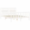 Cadre de lit sans matelas blanc bois de pin massif 