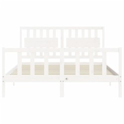 Cadre de lit sans matelas blanc bois de pin massif 