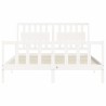 Cadre de lit sans matelas blanc bois de pin massif 