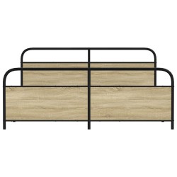 Cadre de lit en métal sans matelas chêne sonoma 200x200 cm 