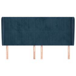 Tête de lit avec oreilles Bleu foncé 163x23x118/128 cm Velours 