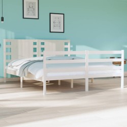 Cadre de lit sans matelas blanc 135x190 cm bois de pin massif 