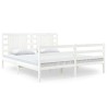 Cadre de lit sans matelas blanc 135x190 cm bois de pin massif 