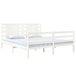 Cadre de lit sans matelas blanc 135x190 cm bois de pin massif 