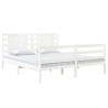 Cadre de lit sans matelas blanc 135x190 cm bois de pin massif 