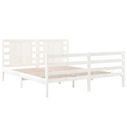 Cadre de lit sans matelas blanc 135x190 cm bois de pin massif 