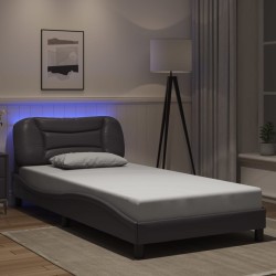 Cadre de lit avec LED sans matelas gris 100x200 cm 