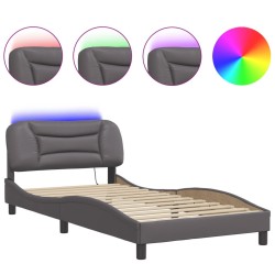 Cadre de lit avec LED sans matelas gris 100x200 cm 