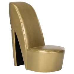 Chaise en forme de chaussure à talon haut Doré Similicuir 