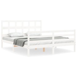 Cadre de lit sans matelas blanc bois de pin massif 