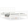Cadre de lit sans matelas blanc bois de pin massif 